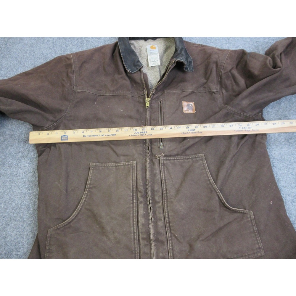 VTG Carhartt Detroit Jacket Mens Large Brown C61 Sherpa Lined Work Chore‎ Coat - Picture 13 of 16